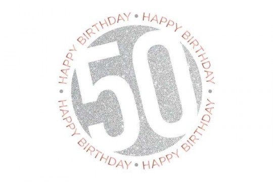 50th Birthday Circle Logo with Glitter