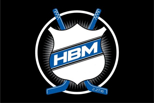 Hockey Themed Bar Mitzvah Logo with Criss Crossing Hockey Sticks
