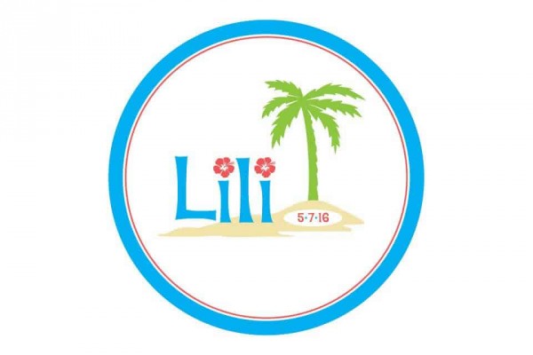 Tropical Themed Bat Mitzvah Logo with Palm Tree & Flowers