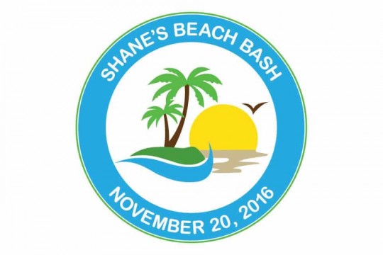 Beach Themed Logo with Palm Trees & Wave