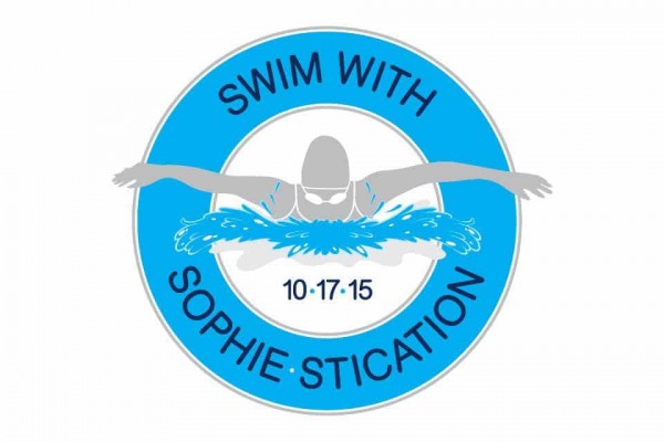 Swim Themed Logo with Silhouette & Waves