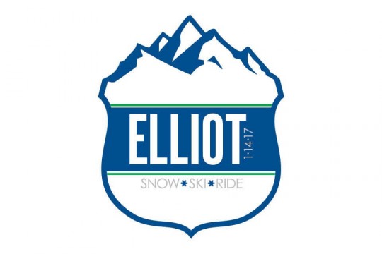 Ski Themed Shield Logo with Name & Date