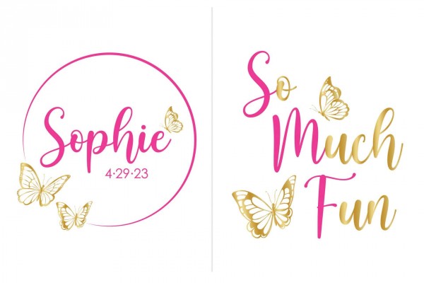Butterflies Logo Design with Name, Date & Initials