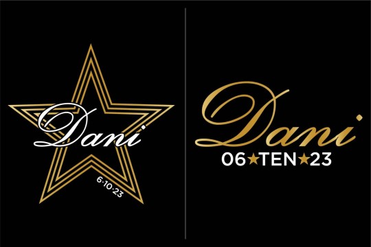 Gold Star Logo Design with Name & Date
