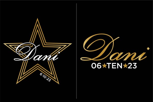 Gold Star Logo Design with Name & Date