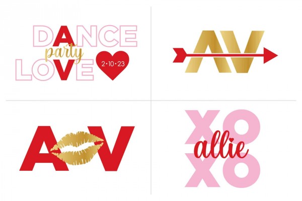 Custom Valentine's Day Theme Heart & Kisses Logo Design with Name & Initials
