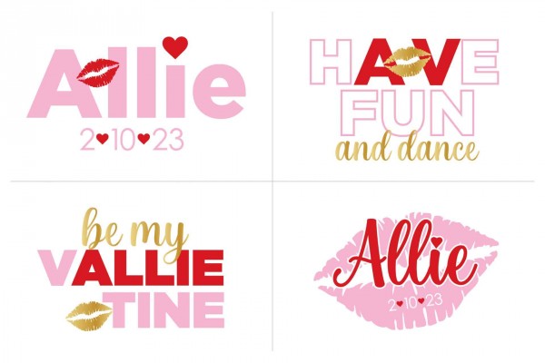 Custom Valentine's Theme Heart & Kisses Logo Design with Name, Date & Slogan