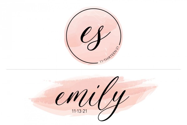 Watercolor Themed Logo with Script Name & Initials