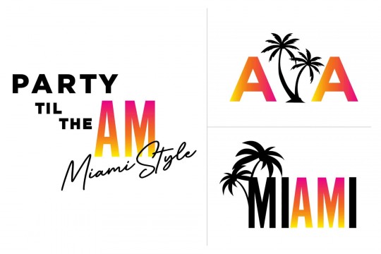Custom Miami Theme Logo Design with Initials & Slogan