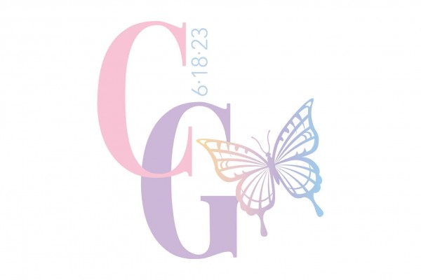 Ombre Butterfly Logo Design with Initials