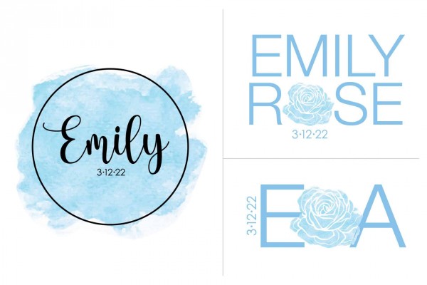 Custom Rose Logo Design with Name, Initials & Date