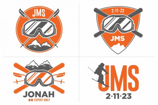 Custom Ski Logo Design with Name, Initials & Date