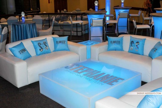 Light Blue LED Hightops with Silver Caps & Logo Centerpieces