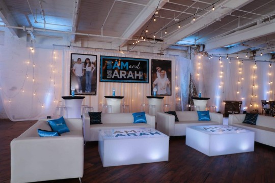 B'nei Mitzvah Lounge with Custom Backdrop & Blowup Photos at The Art Factory, Paterson