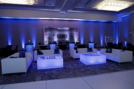 NYC Themed Bar Mitzvah Lounge with Custom Subway Station Mural at Park Ridge Marriott