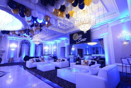 Club Themed Bat Mitzvah Lounge with LED Furniture & Logo Decals at The Primavera Regency