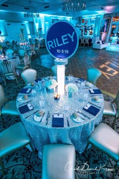 Bat Mitzvah Logo Centerpiece with LED Lighting at Willow Ridge Country Club