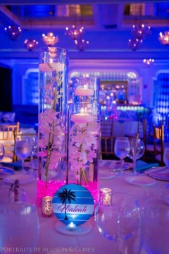 Hot Pink Orchid Centerpieces for Miami Beach Themed Sweet Sixteen