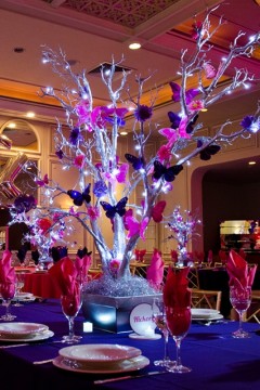 Pink & Purple Butterfly Trees Wrapped with LED Lights