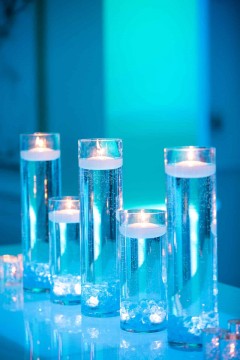 LED Cylinders Centerpiece for High Bar Table at Bar Mitzvah Lounge