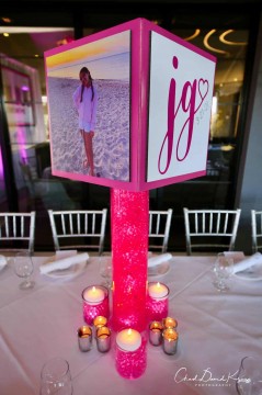 Magnificent Cube LED Centerpiece with Gems for Bat Mitzvah