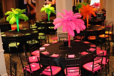 Hollywood Themed Feather Plume Tree Centerpieces