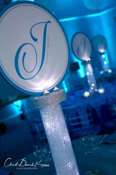 LED Centerpieces with Custom Logo for Bat Mitzvah