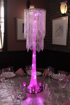 Sweet 16 LED Chandelier Centerpiece with Vases & Aqua Gems