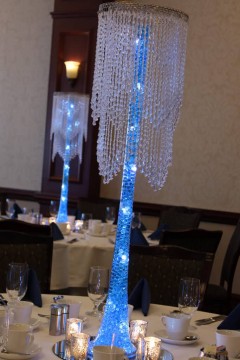 Chandelier Centerpiece with Blue Gems & Lights