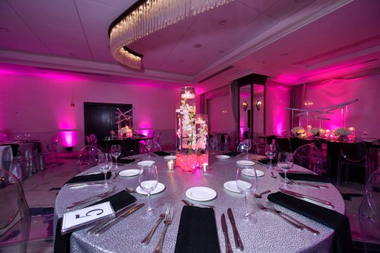 LED Pink Orchid Centerpiece with Floating Candles