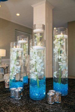 LED Orchid Centerpiece on Entrance Table for Bar Mitzvah