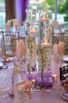 Lavender Orchid Centerpiece with Floating Candles