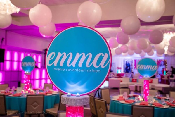 LED Centerpiece with Gems & Logo Topper