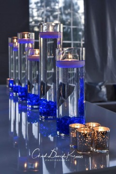 Floating Candles Centerpiece with Blue Chips