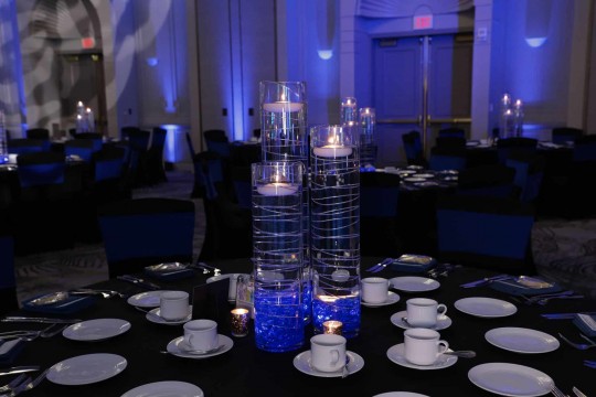 Blue Wire Centerpiece with Floating Candles