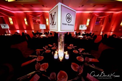 Custom LED Lampshade Centerpiece with Logos for Fashion Themed Bat Mitzvah