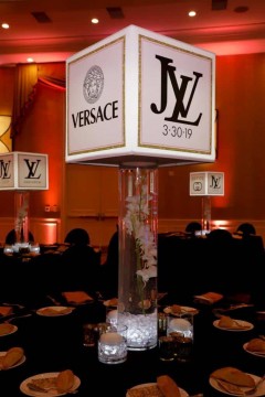Custom LED Lampshade Centerpiece with Logos for Fashion Themed Bat Mitzvah