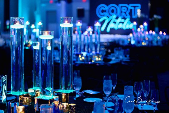 LED Candle Centerpiece for Neon Themed B'nai Mitzvah