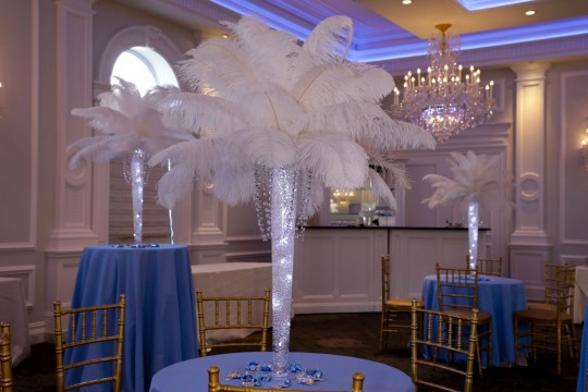 Magnificent LED Feather Free Centerpiece with Clear Chips and Crystals