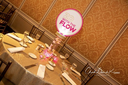 LED Logo Centerpiece with Orchids & Floating Candles