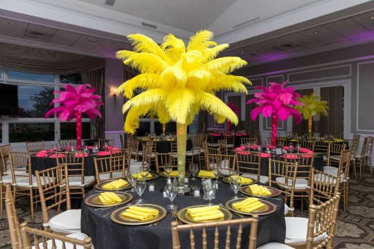 Tropical Themed Bat Mitzvah Feather Trees
