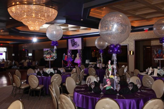 Dance Themed Bat Mitzvah with Custom Centerpieces, Sparkle Balloons & Logo Backdrop at The Imperia, NJ