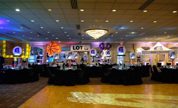 Football Tailgate Themed Bar Mitzvah with Balloon Sculptures at Pines Manor, NJ