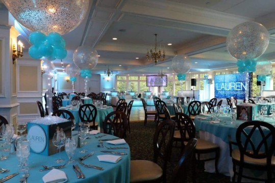 Club Themed Bat Mitzvah with Custom Lounge Setup & Sparkle Balloon Centerpieces at the Scarsdale Golf Club, NY