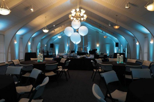 Turquoise & Black Wedding Party with LED Balloon Display and Uplighting at Temple Beth Sholom