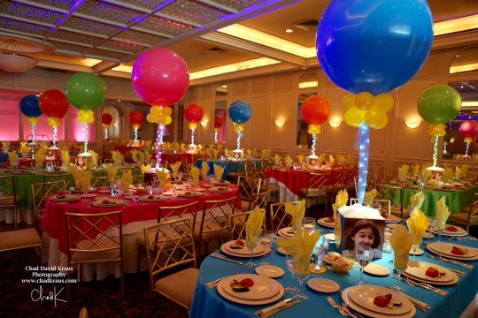 Emoji Themed Bat Mitzvah with Custom Photo Cube Centerpieces & Large Balloons with Lights at The Fountainhead in New Rochelle