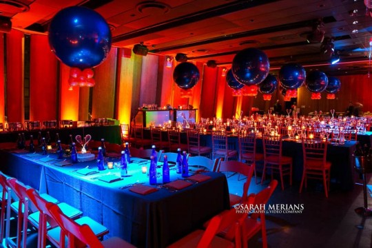 Lacrosse Themed Bar Mitzvah with Navy & Orange Balloons at The Dream Hotel, NYC