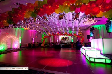 Club Themed Bat Mitzvah with Neon Balloon Canopy & Custom Lounge