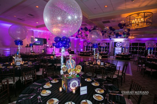 Master Chef Themed Bat Mitzvah with Custom Centerpieces, Sparkle Balloons, Ceiling Balloons & LED Lighting