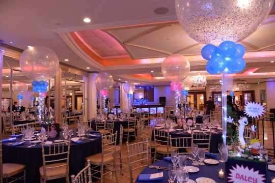 Comic Themed Bnai Mitzvah with Sparkle Balloon Centerpieces and LED Lights